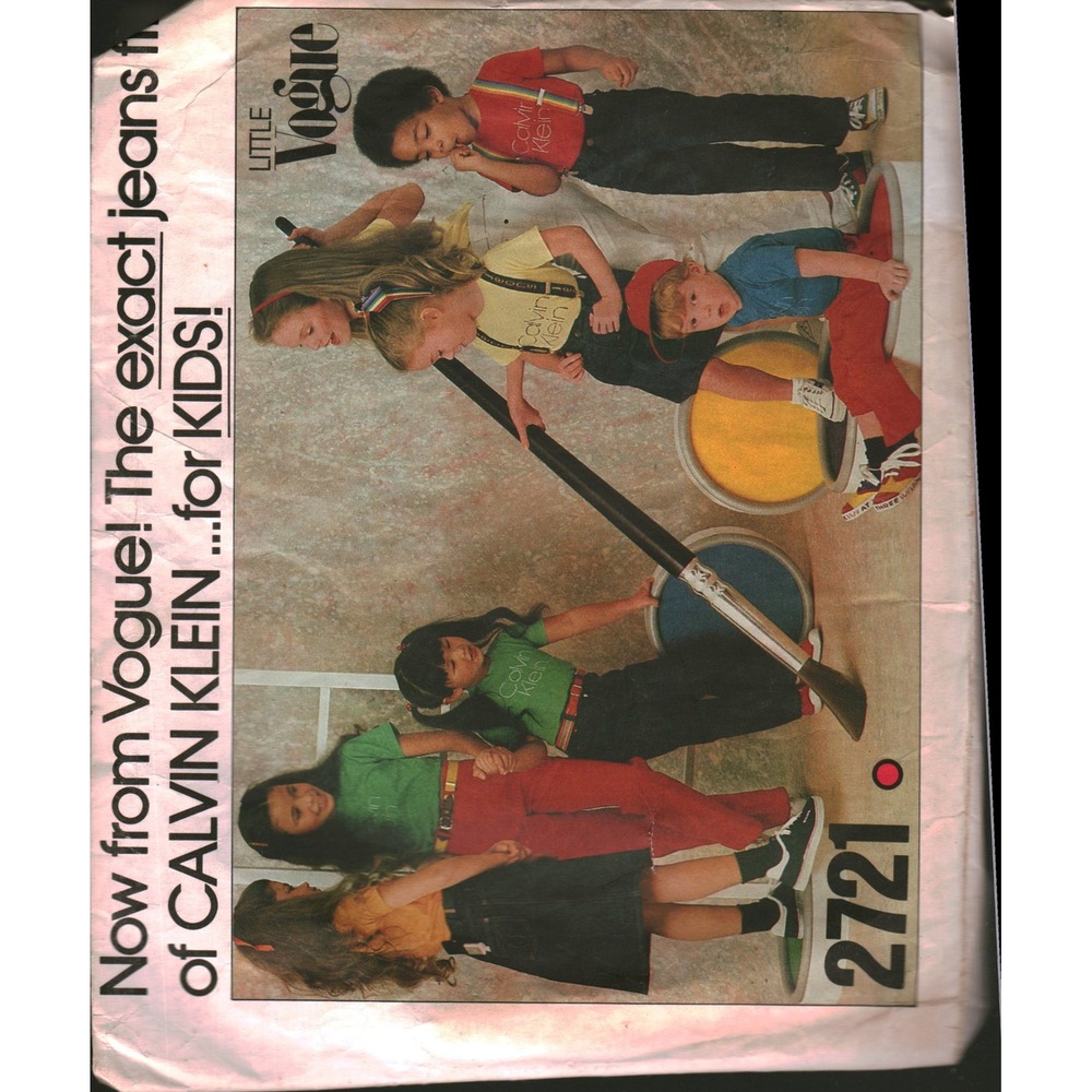 Vintage Little Vogue 2721 Calvin Klein Kids Jeans and Skirt Sewing Pattern Sz 6X